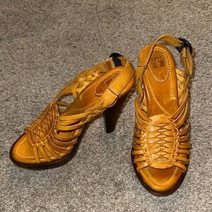 FRYE Joy Huarache Cognac Genuine Leather Platform Heel